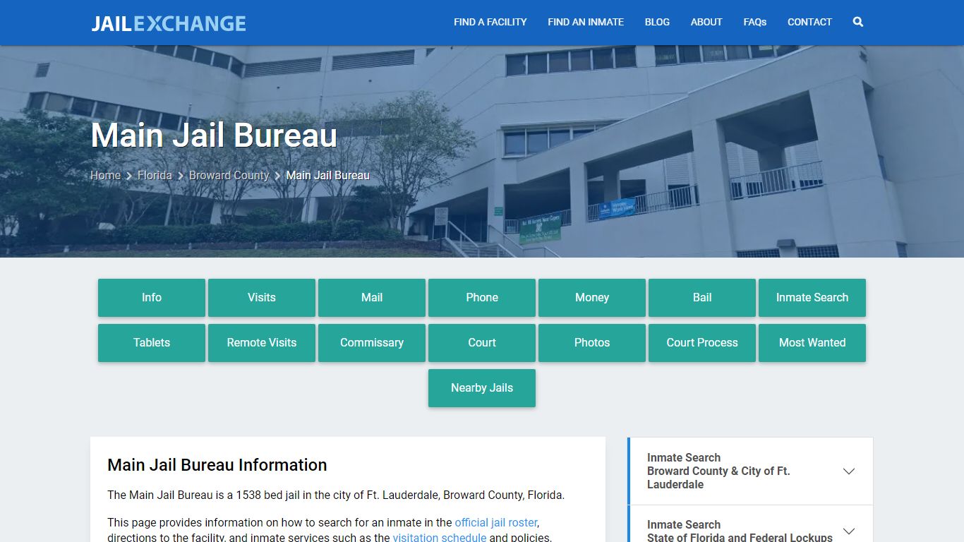 Main Jail Bureau, FL Inmate Search, Information - Jail Exchange